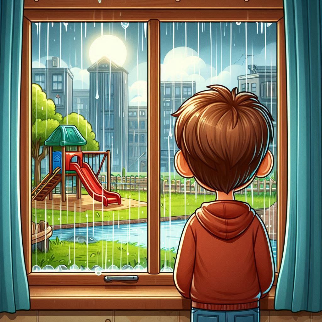 Ilustracja bajki Deszczowy dzień